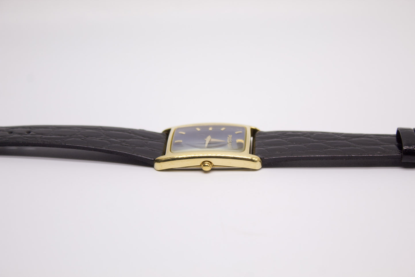 1996 Pulsar Quartz 'Tank' Marine Blue Sunburst Dial Men's Wrist-Watch