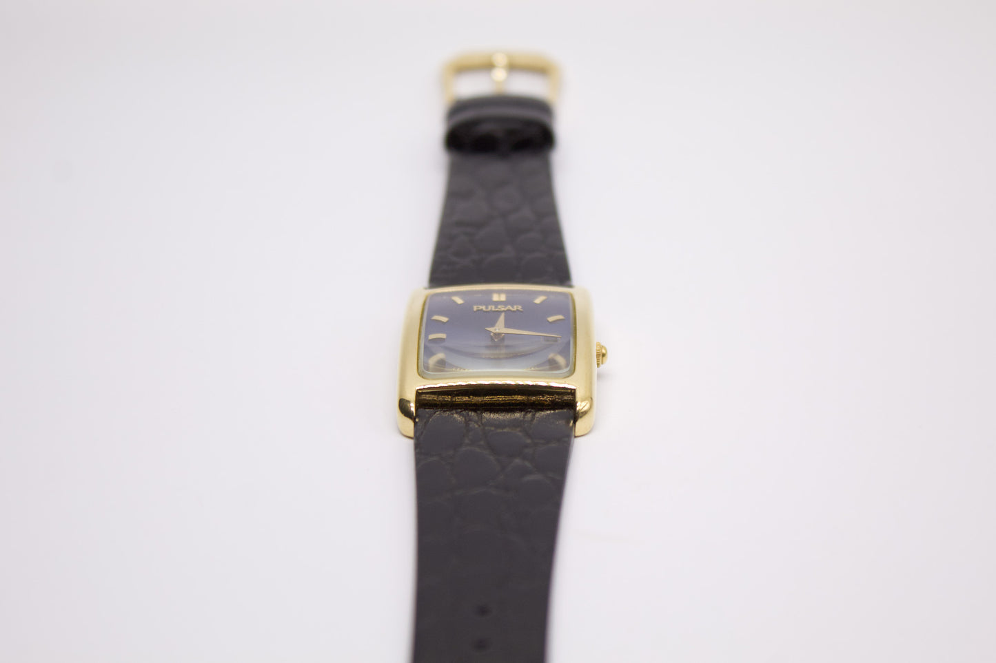 1996 Pulsar Quartz 'Tank' Marine Blue Sunburst Dial Men's Wrist-Watch