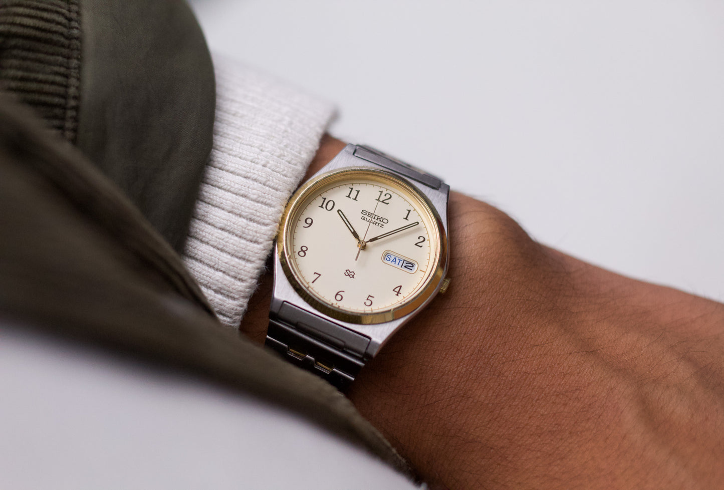 1990 Seiko SQ Light Golden Dial Two Tone Men's Wrist-Watch