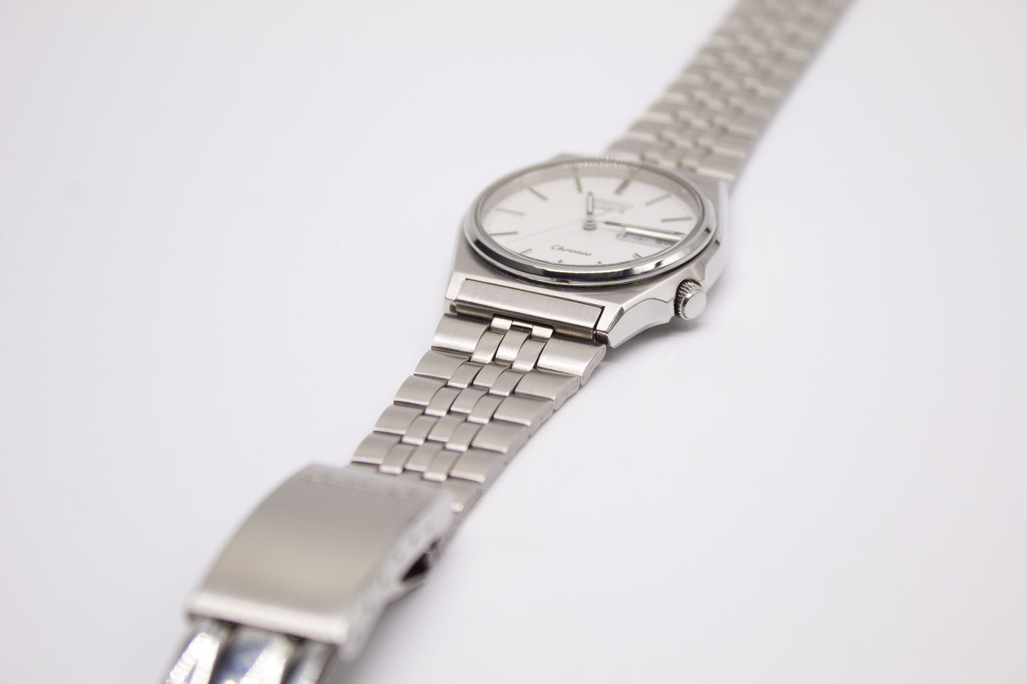 1986 Seiko Chronos Bright Silver Dial Men's Wrist-Watch