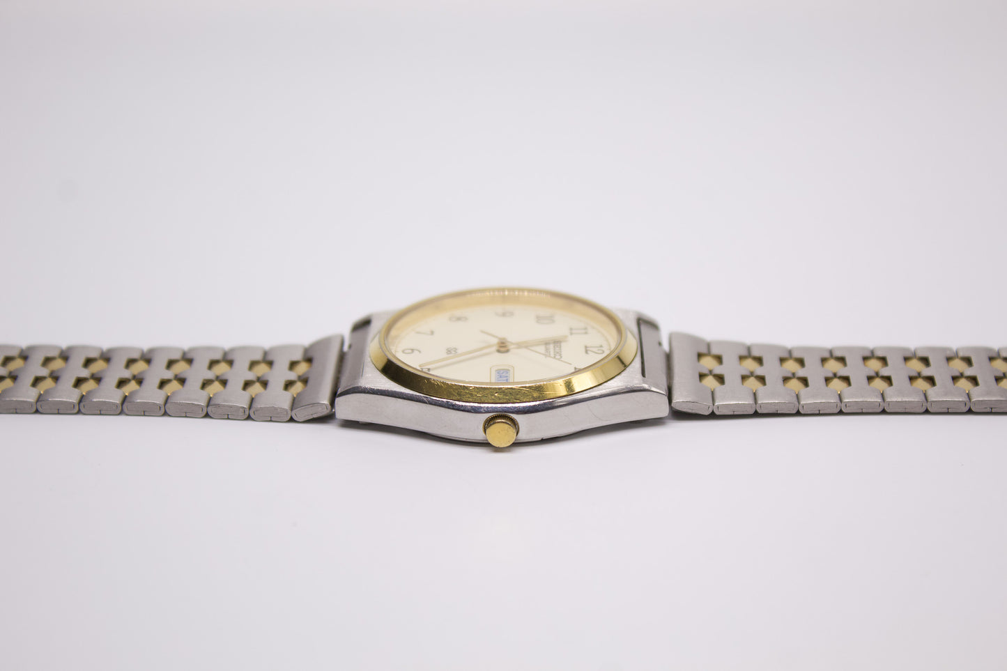 1990 Seiko SQ Light Golden Dial Two Tone Men's Wrist-Watch