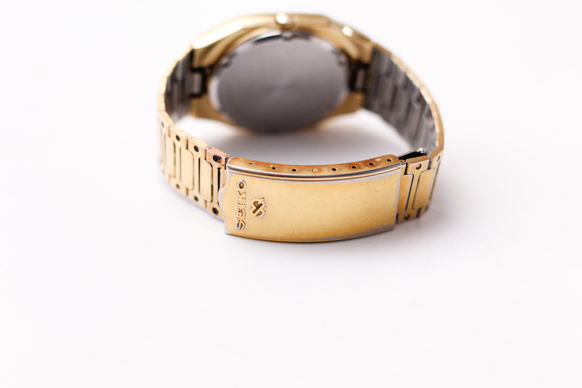 1982 Seiko SQ Golden Waffle Dial 'Baby Santos Tank' Men's Wrist-Watch