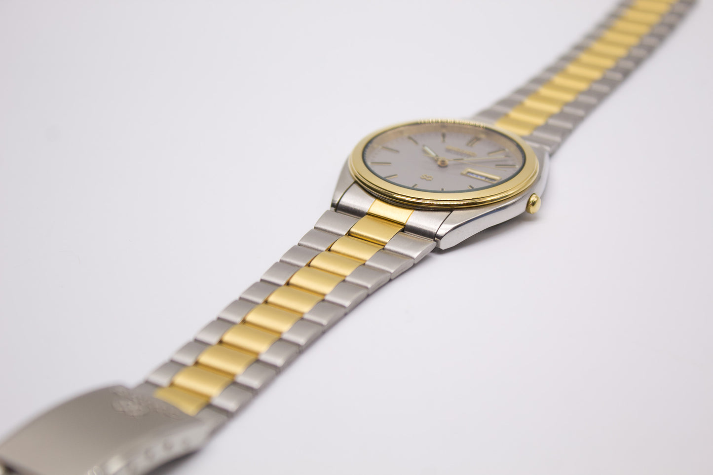 1990 Seiko SQ Two Tone Gray Dial Men's Wrist-Watch