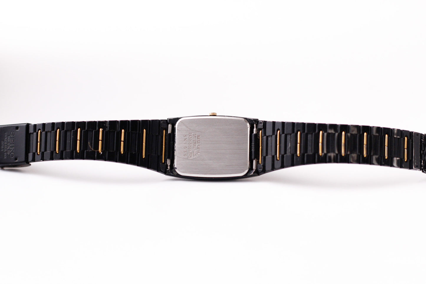 1985 Seiko Quartz Matte Black Dial Two Tone Black Case Men's Wrist-Watch