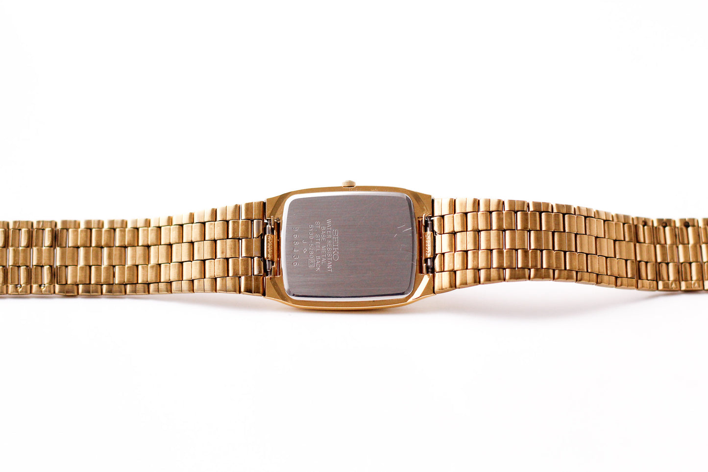 1989 Seiko Quartz Inky Black Dial Gold Toned Case Men's Wrist-Watch