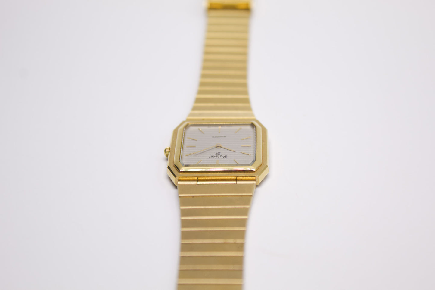 1996 Pulsar 'Tank' Quartz Linear Gray Dial Men's Wrist-Watch