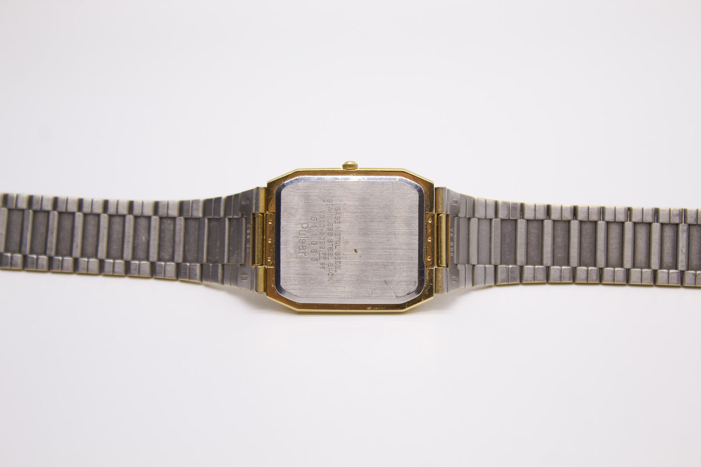 1996 Pulsar 'Tank' Quartz Linear Gray Dial Men's Wrist-Watch