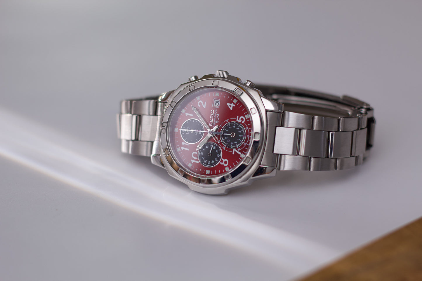 2003 Seiko Chronograph Red Dial Men's Quartz Wrist-Watch