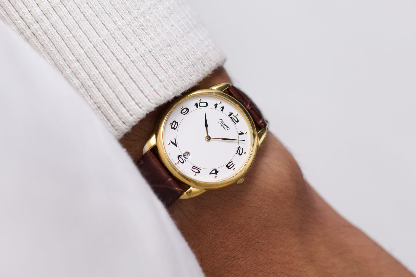 1990 Seiko Quartz Arabic Numeral Dial Men's Wrist-Watch