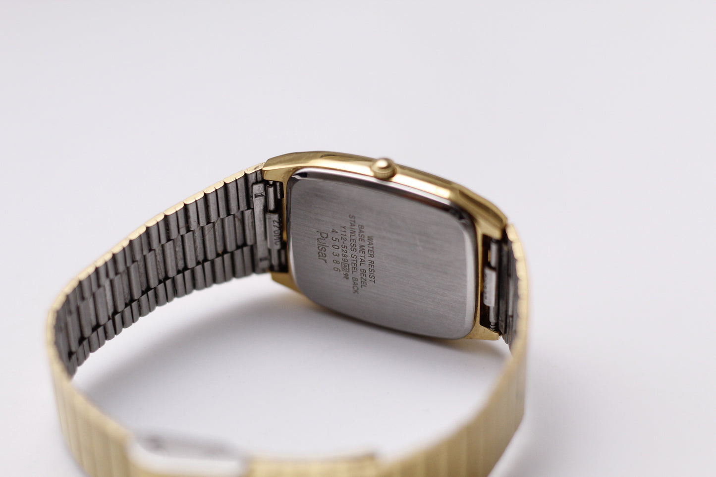 1984 Pulsar Quartz Striped Golden Dial Men's Wrist-Watch