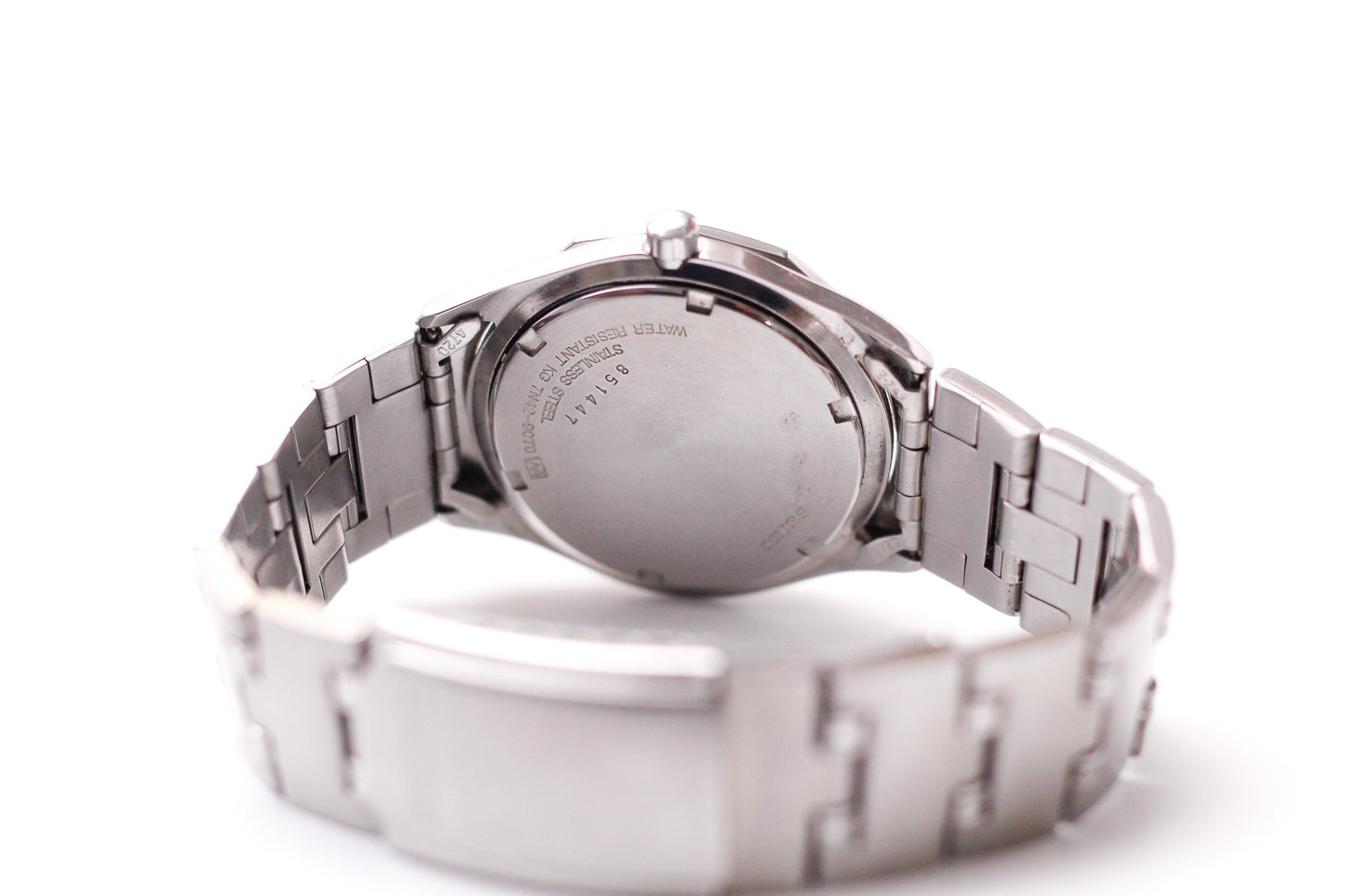 1998 Seiko Quartz Brilliant Silver Tapestry Dial Men's Wrist-Watch