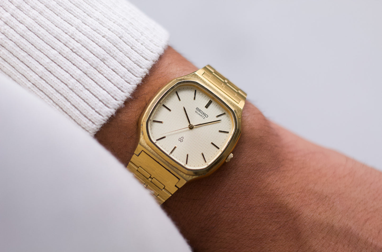 1980 Seiko Quartz Champagne Dial Gold Toned Men's Wrist-Watch