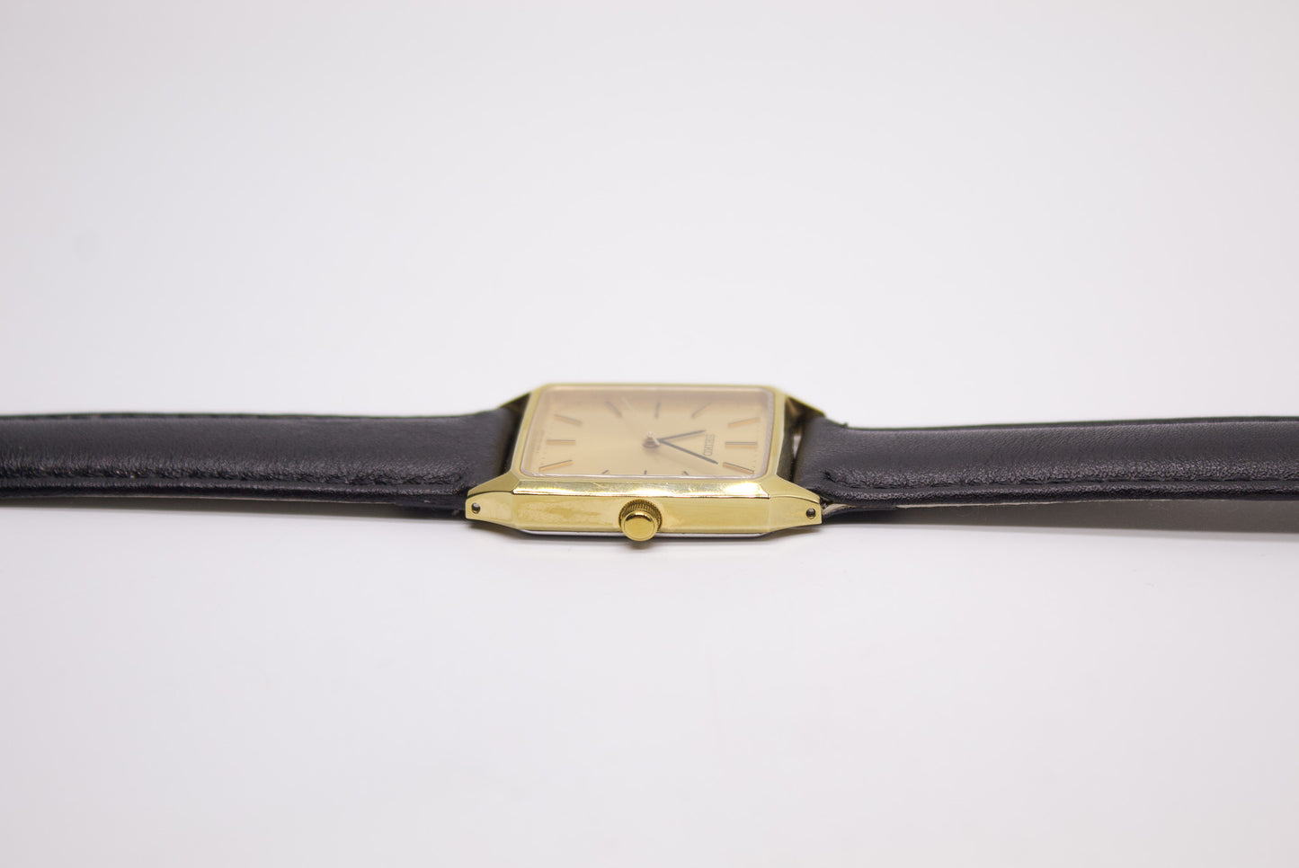 1992 Seiko Quartz Tank Golden Sunburst Dial Men's Wrist-Watch