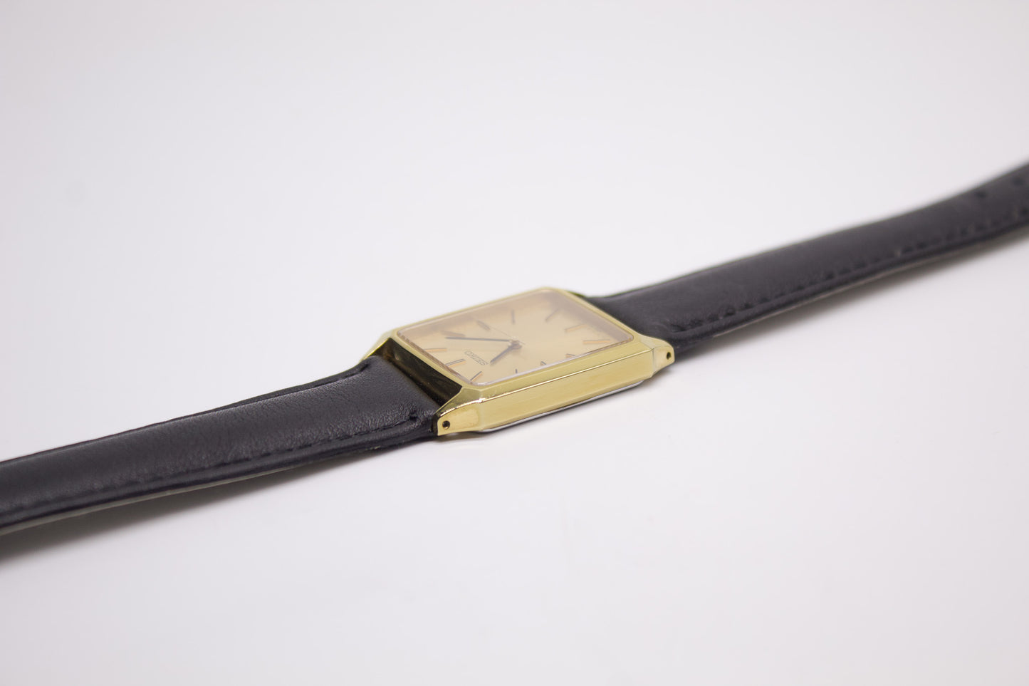 1992 Seiko Quartz Tank Golden Sunburst Dial Men's Wrist-Watch