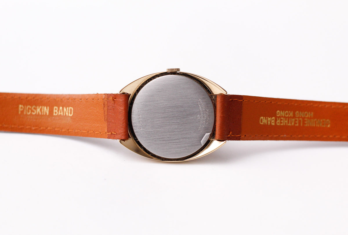 1972 Bulova Mechanical Golden Birch Bark Textured Dial Men's Wrist-Watch