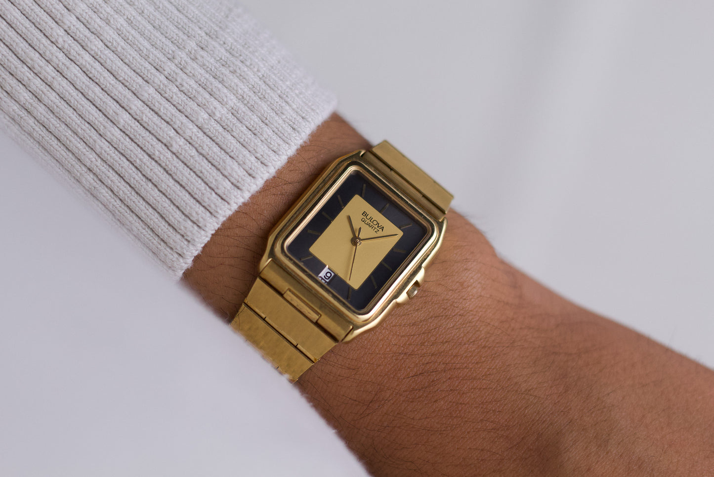 1980s Bulova 'Baby Santos' Golden-Gray Dial Men's Wrist-Watch