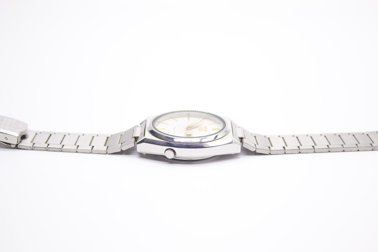 1990 Seiko 5 Automatic Silver Sunburst Dial Men's Wrist-Watch