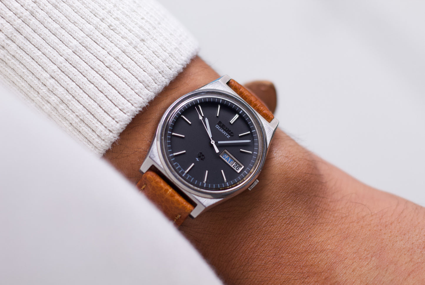 1981 Seiko SQ Quartz Matte Black Dial Men's Wrist-Watch