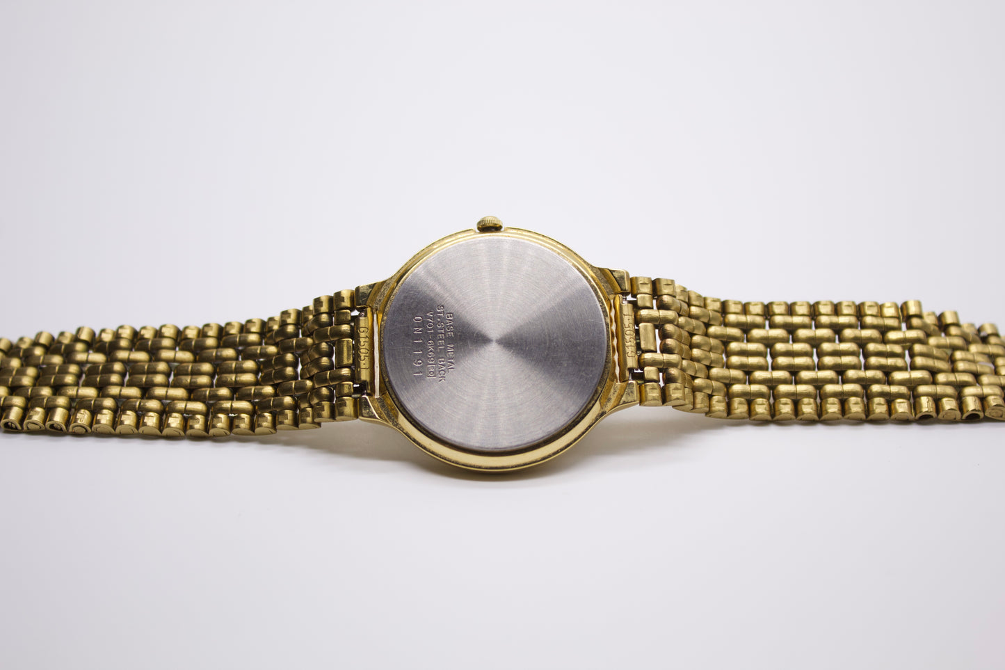 1990 Seiko Gold Toned Beads of Rice Jet Black Dial Men's Wrist-Watch W/Box