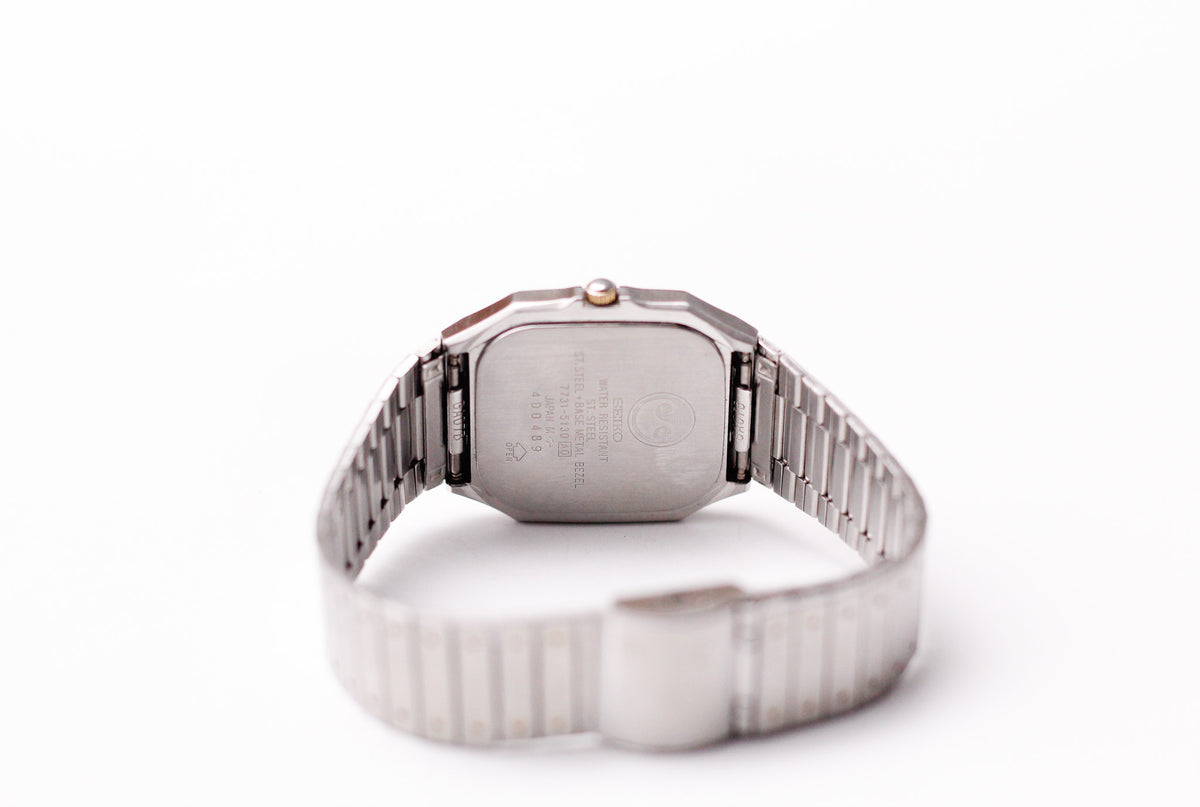 1984 Seiko Chronos 'Baby Santos' Textured White Dial Men's Wrist-Watch