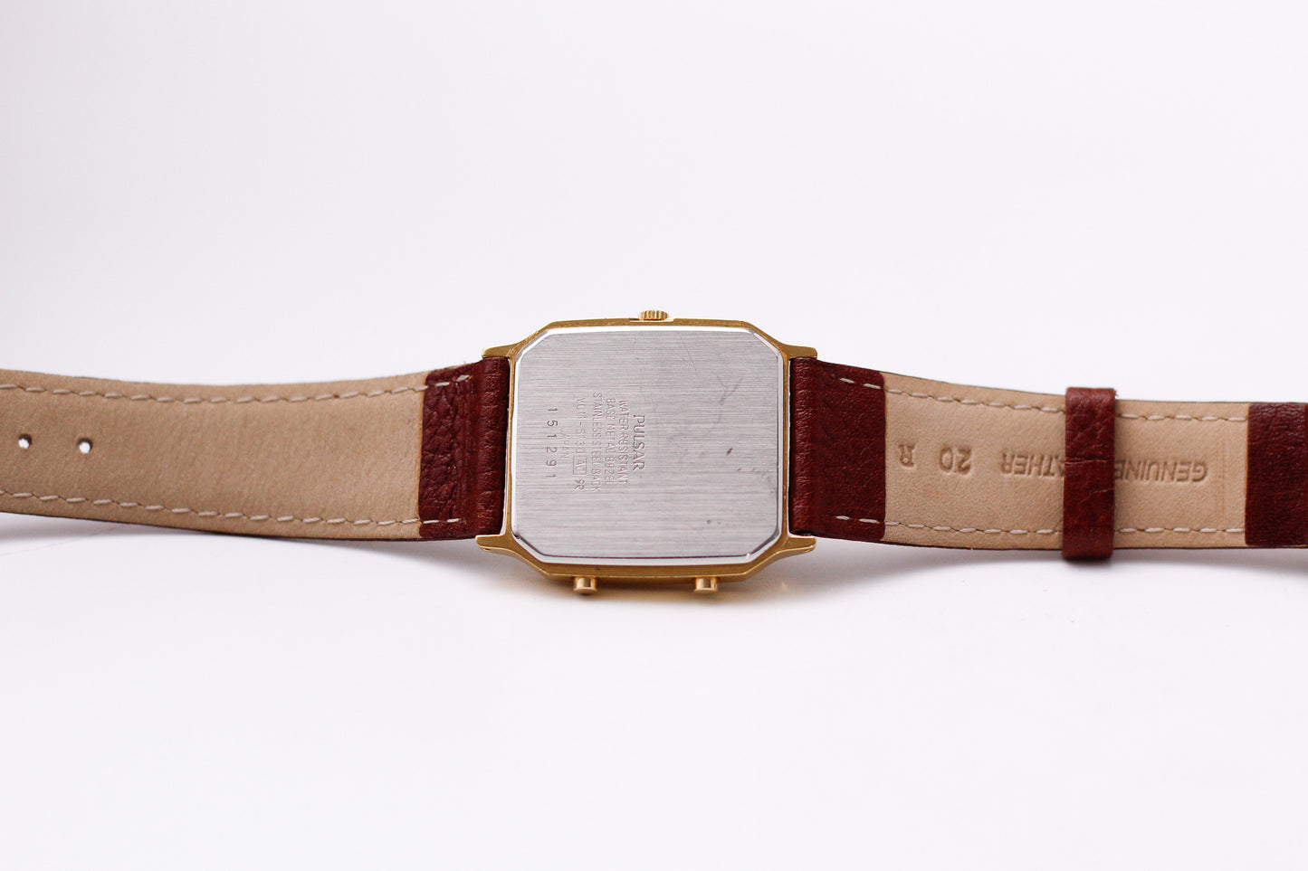 2001 Pulsar Quartz Ana-Digi Straight Grain Golden Dial Men's Wrist-Watch