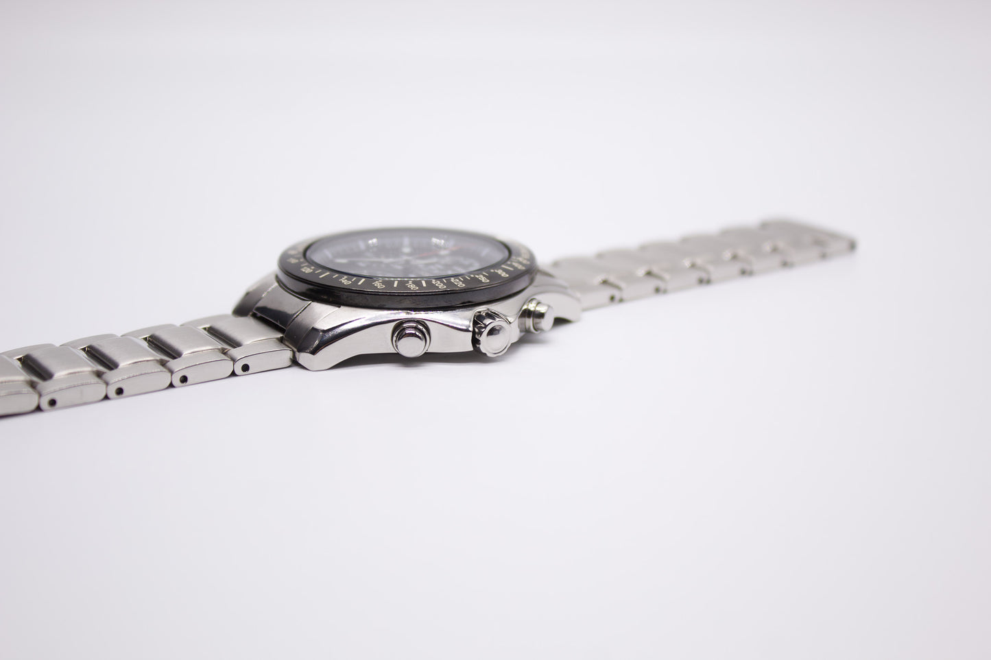 2008 Seiko Quartz Chronograph-Alarm Inky Black Dial Men's Wrist-Watch