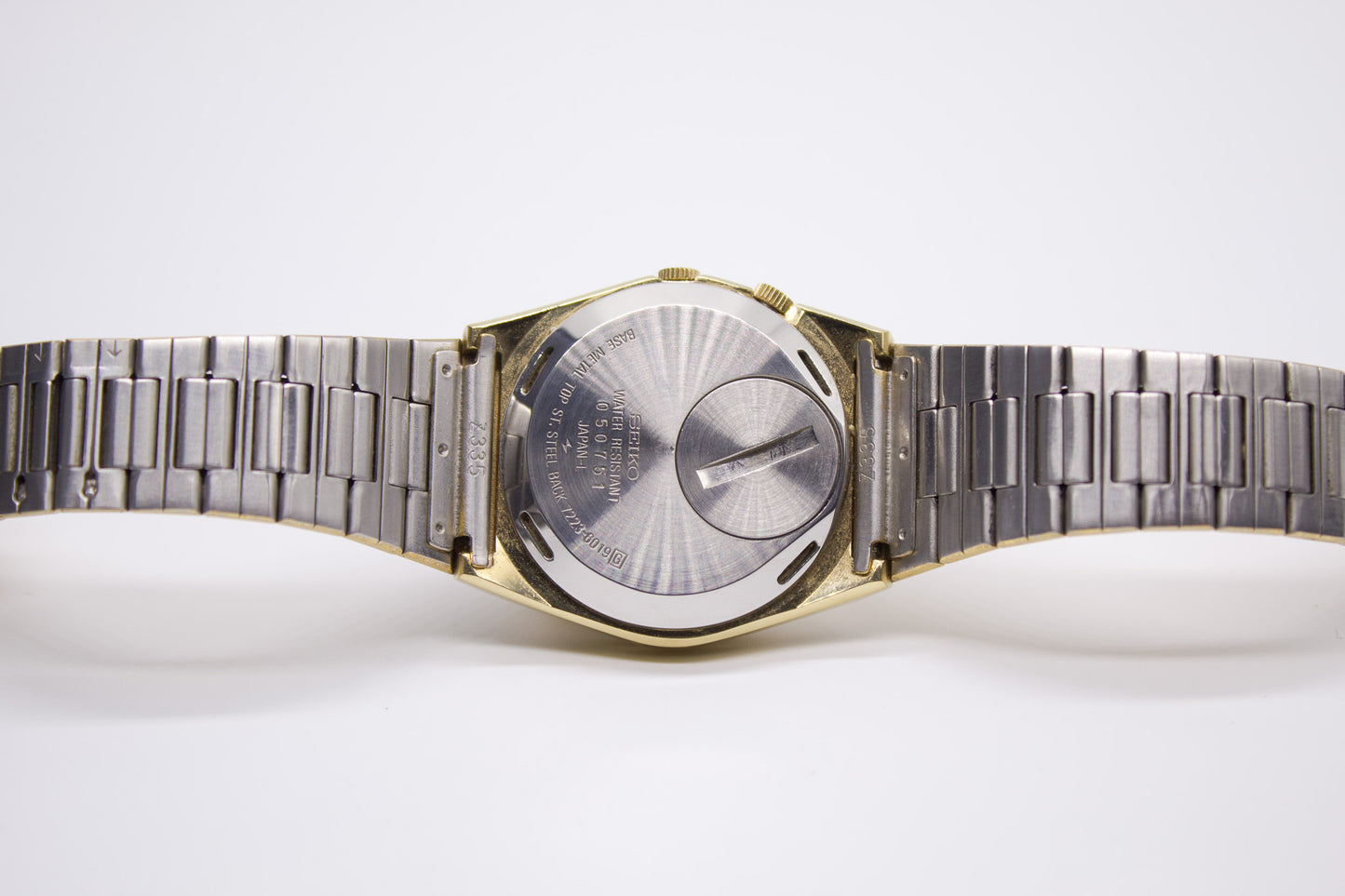 1980 Seiko SQ Alarm Golden Integrated Men's Wrist-Watch W/ Box, Papers & Tags