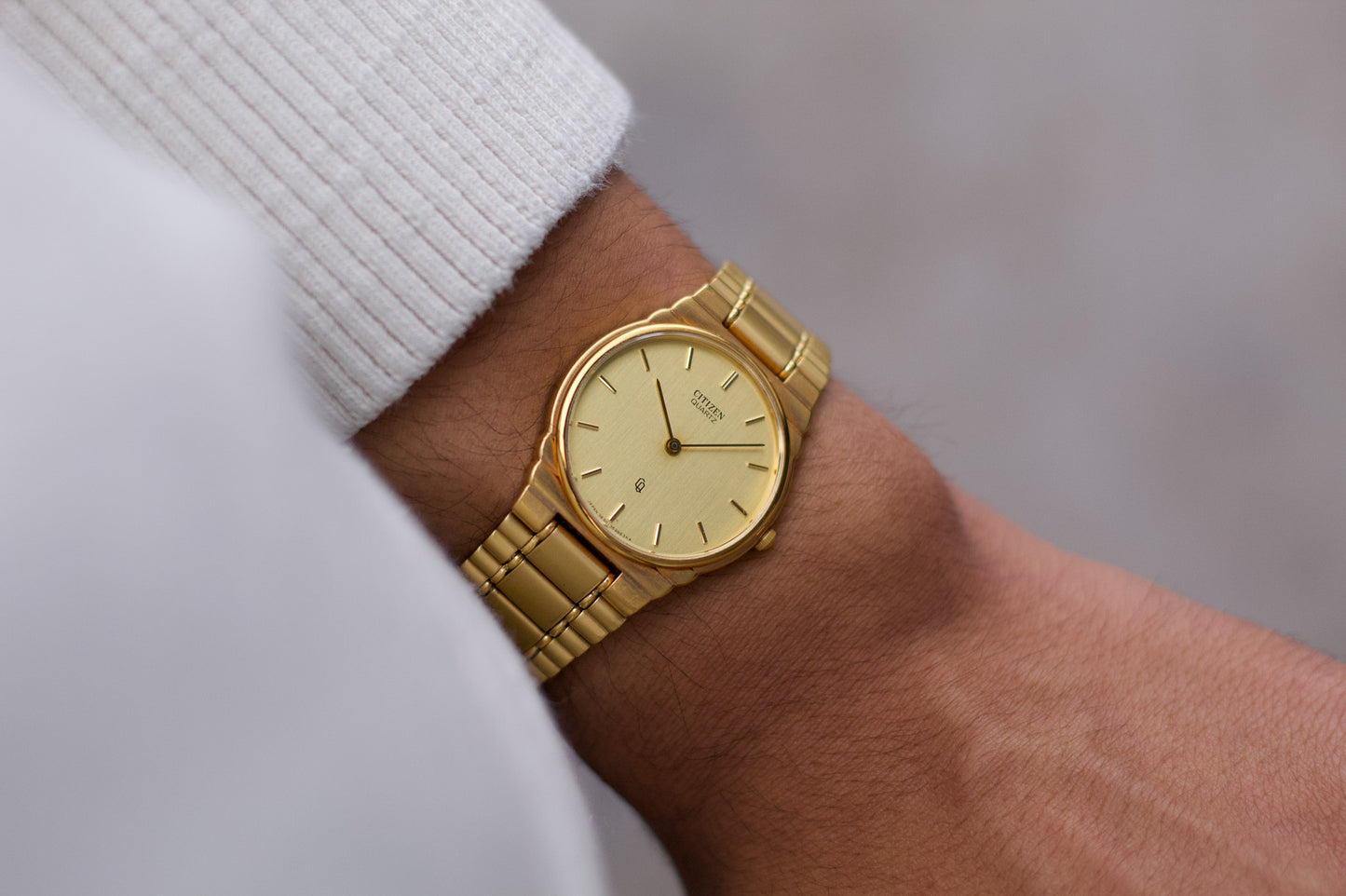 1990s Citizen Gold Toned Dial Men's Sports Dress Watch