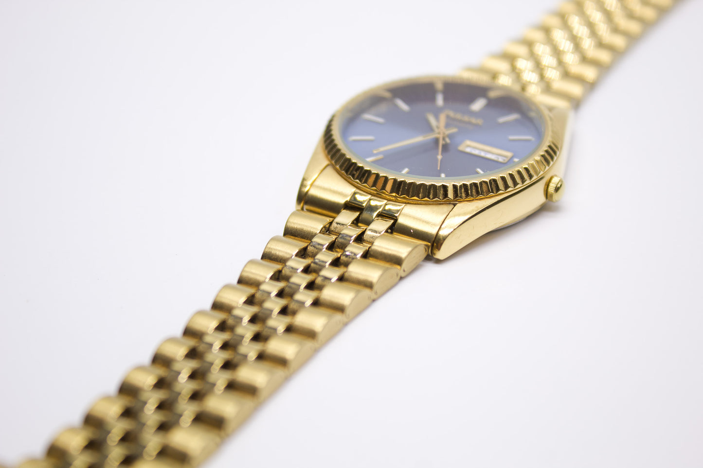 1994 Pulsar Quartz Blue Dial 'Baby Day-Date Men's Two Tone Wrist-Watch