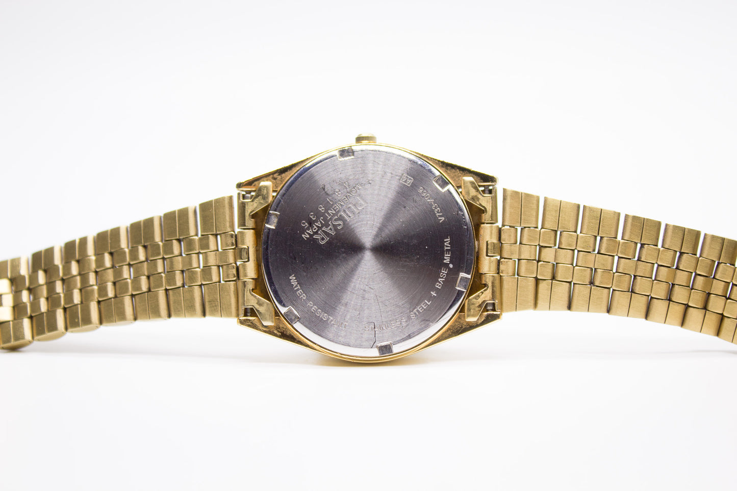1994 Pulsar Quartz Blue Dial 'Baby Day-Date Men's Two Tone Wrist-Watch
