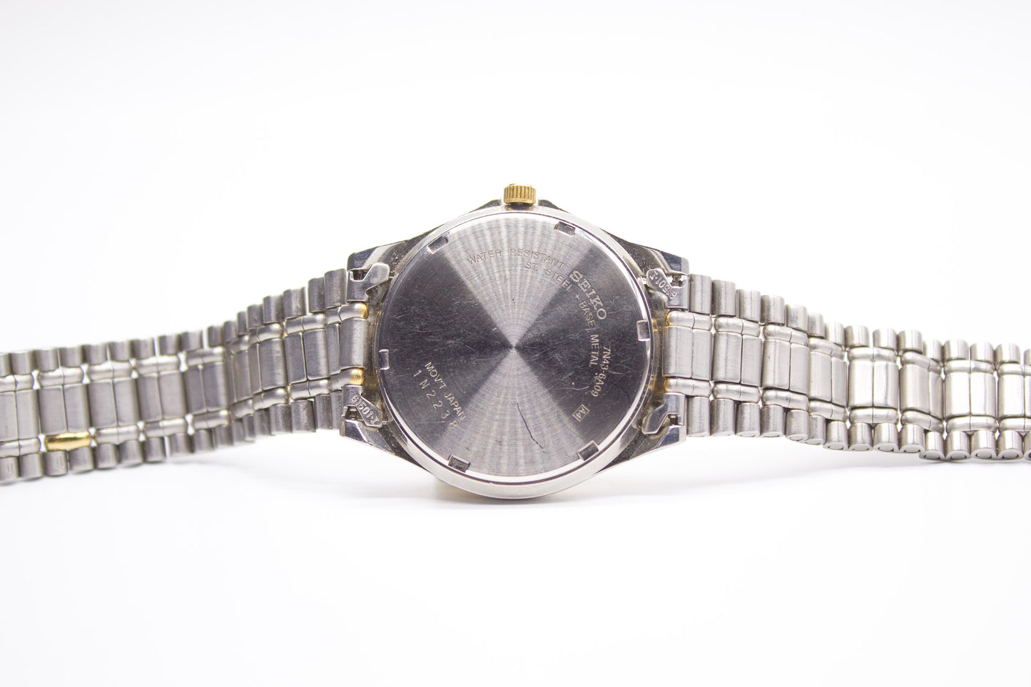 2001 Seiko Two Tone Quartz Sunburst Gray Dial Men's Wrist-Watch