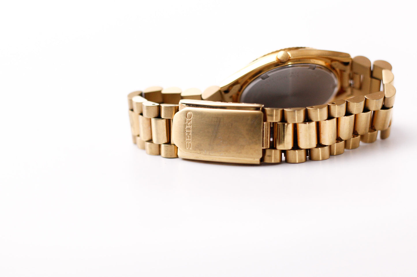 2003 Seiko Quartz Champagne Sunburst Dial Baby -Day-Date Men's Wrist-Watch W/Box & Papers