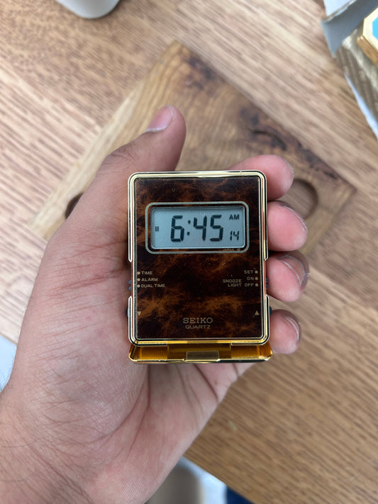 New Old Stock 1980s Seiko Quartz Travel Alarm W/Box & Papers