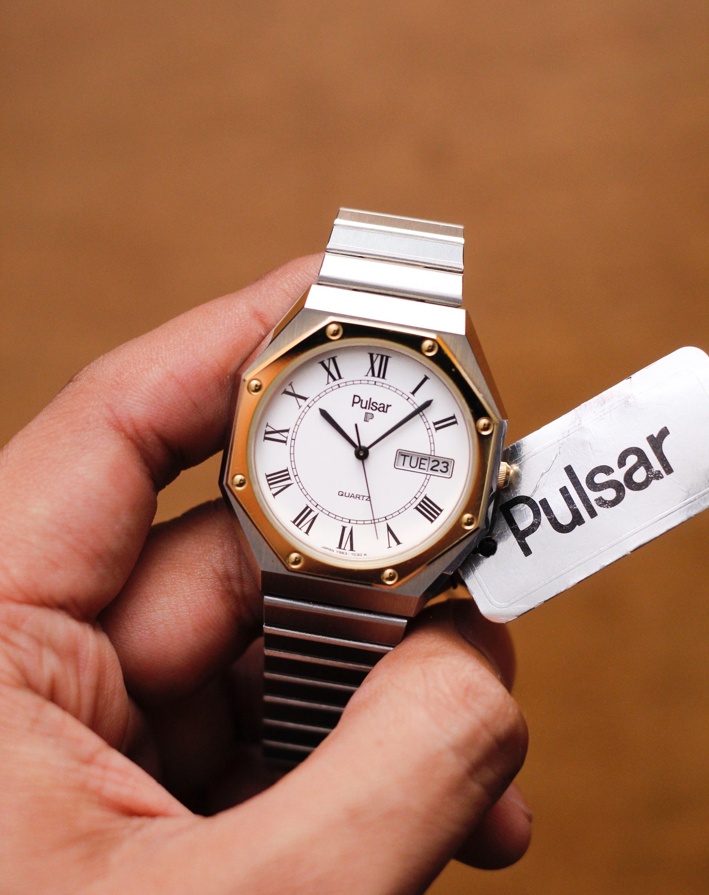 [Reserved] Near-Mint 1980s Pulsar Roman Dial Two Tone W/Tag