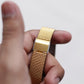 [Near Mint] 1988 Seiko Quartz Straight Grain Golden Dial Tank Style Men's Wrist-Watch W/Box & Papers