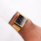 1989 Citizen Quartz I Black Dial Golden Tank Men's Wrist-Watch