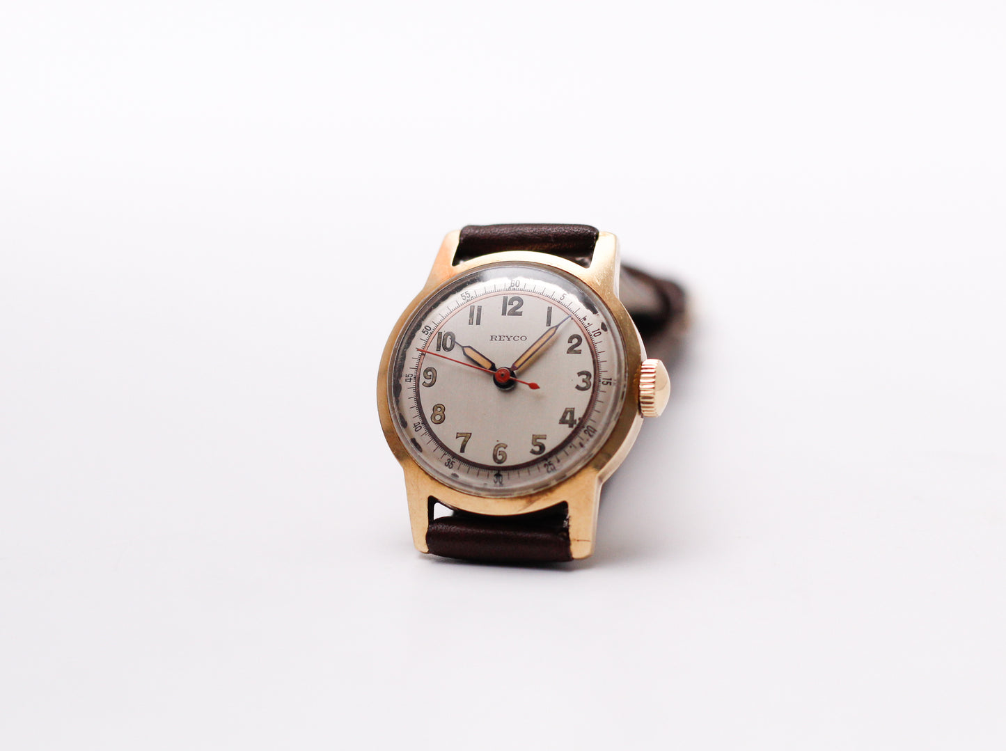 1950s Reyco 10K Solid Gold Military Style Dial Mechanical Men's Wrist-Watch