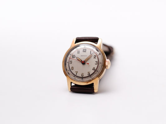 1950s Reyco 10K Solid Gold Military Style Dial Mechanical Men's Wrist-Watch