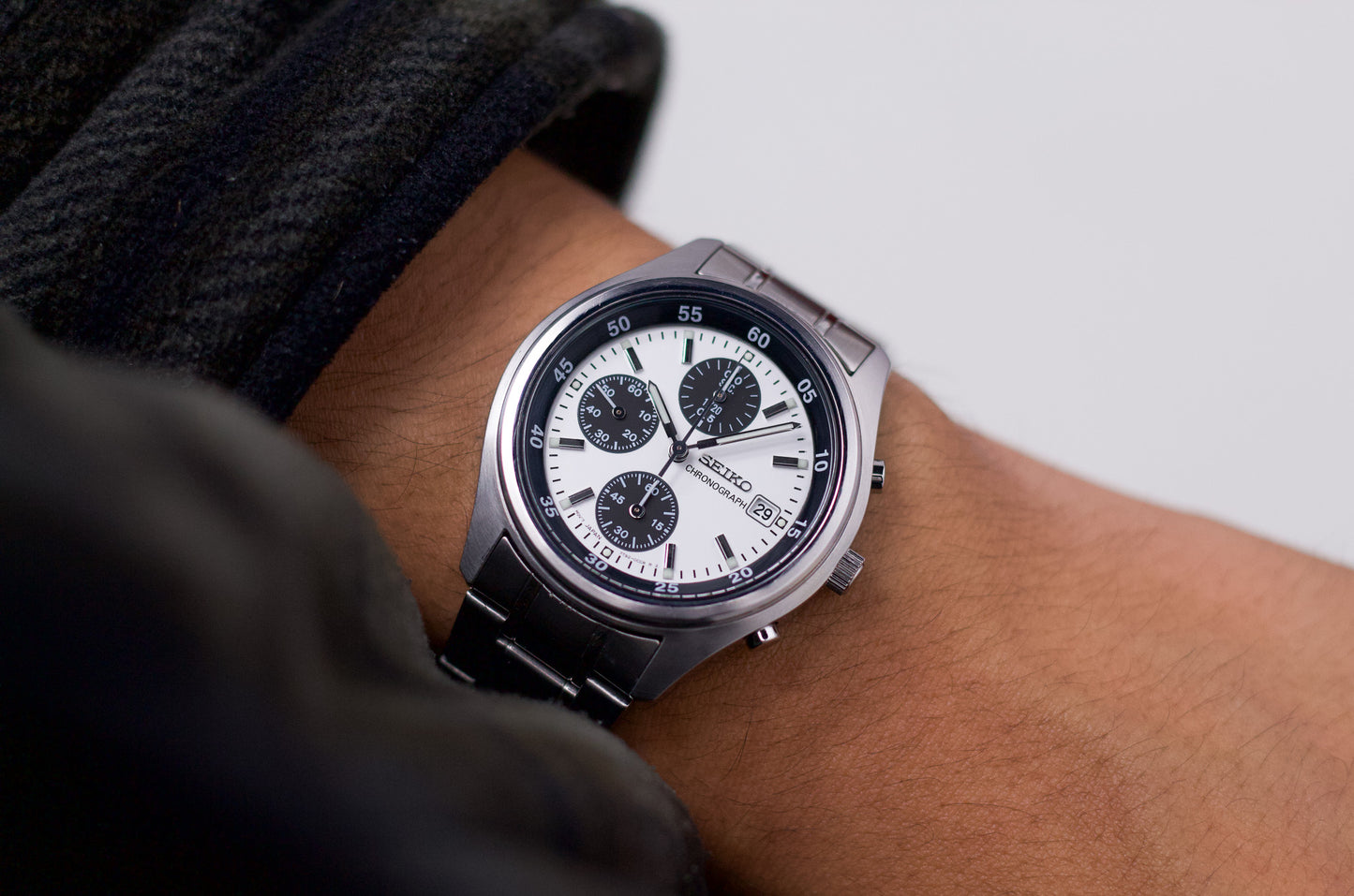 2005 Seiko Quartz Panda Chronograph Men's Wrist-Watch