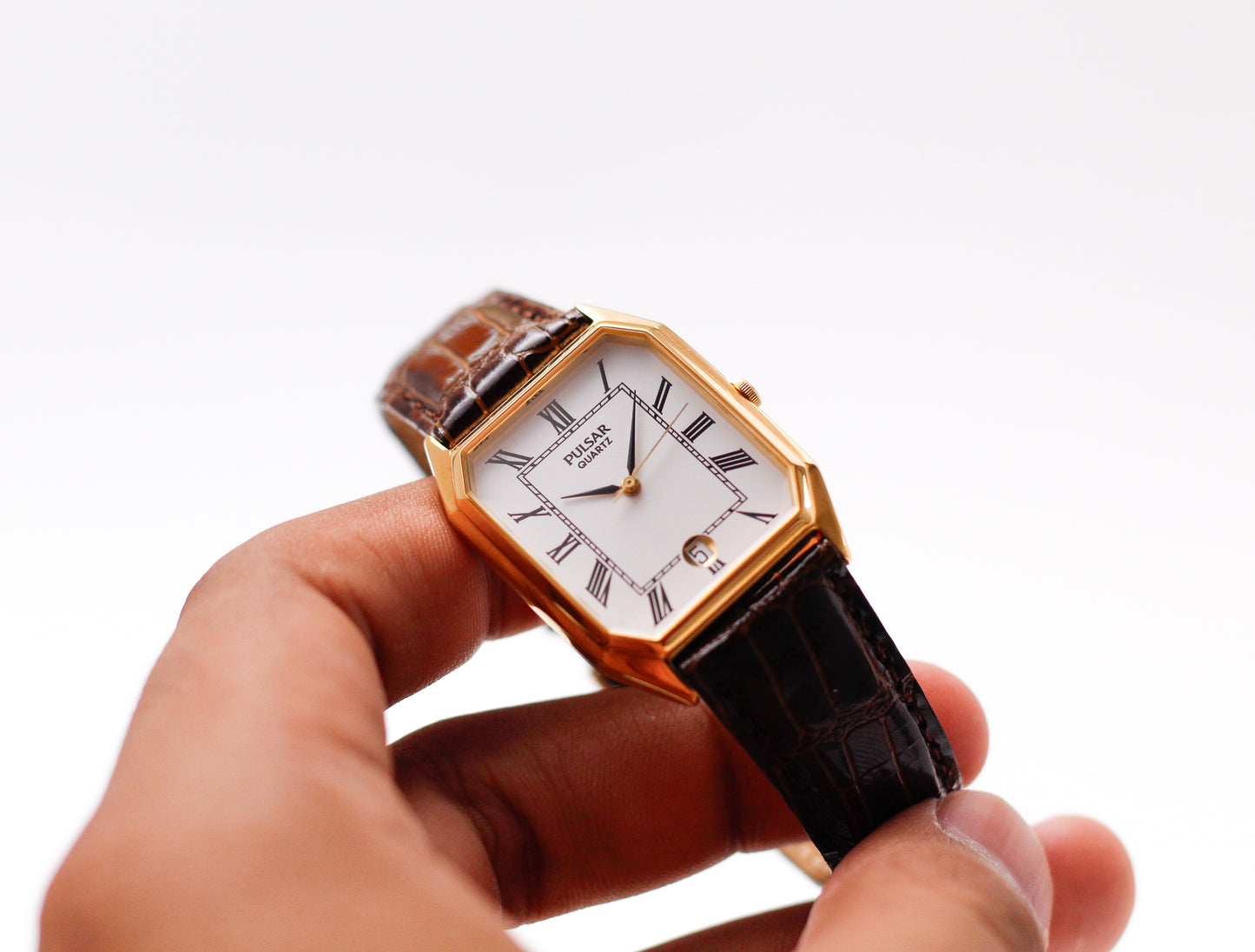 [Near Mint] 2004 Pulsar Quartz White Roman Dial Men's Wrist-Watch