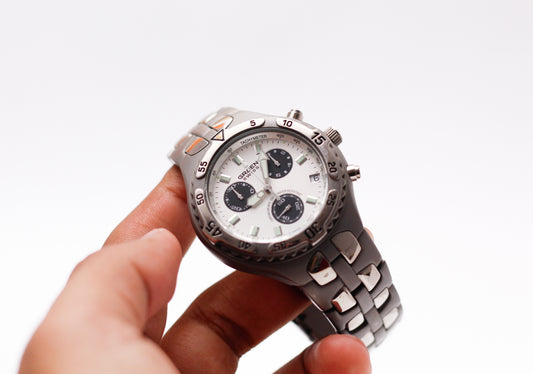 1990s Gruen Titanium Quartz Chronograph 'Panda Dial' Men's Wrist-Watch