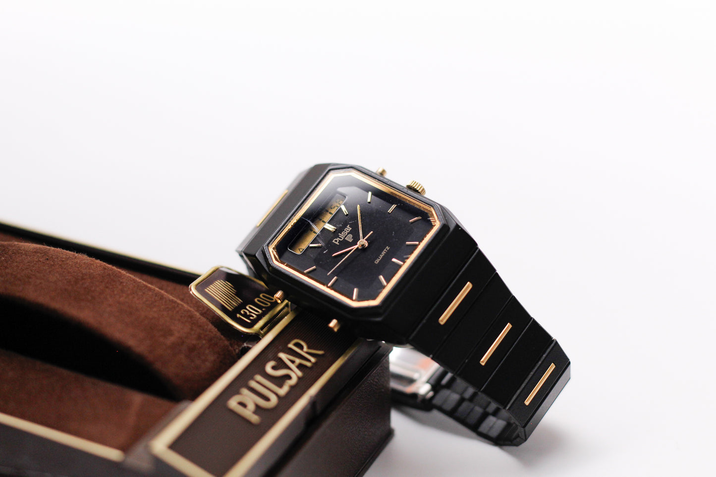1986 Pulsar Quartz Ana-Digi Deep Black Dial Men's Wrist-Watch W/Box