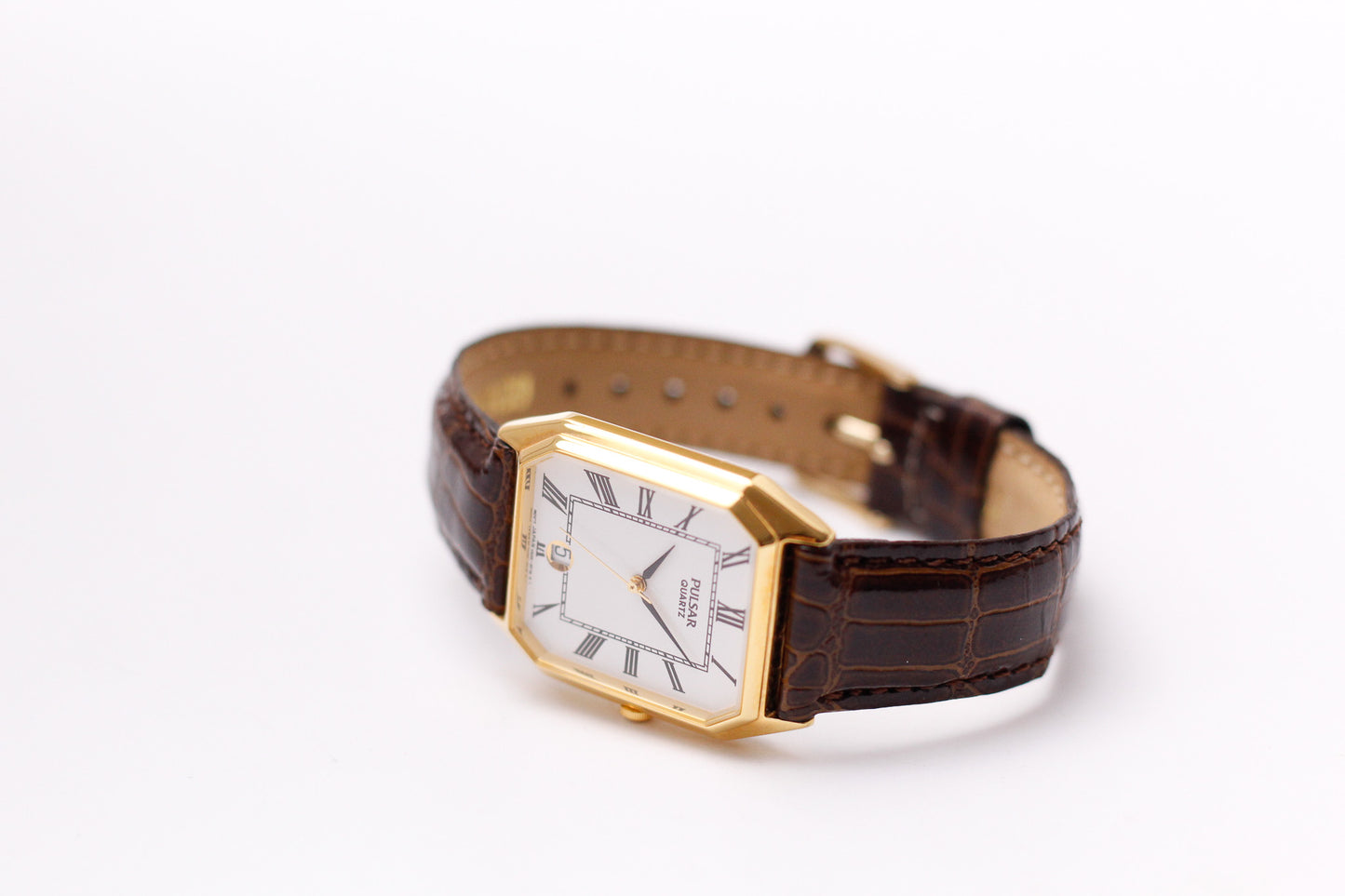 [Near Mint] 2004 Pulsar Quartz White Roman Dial Men's Wrist-Watch