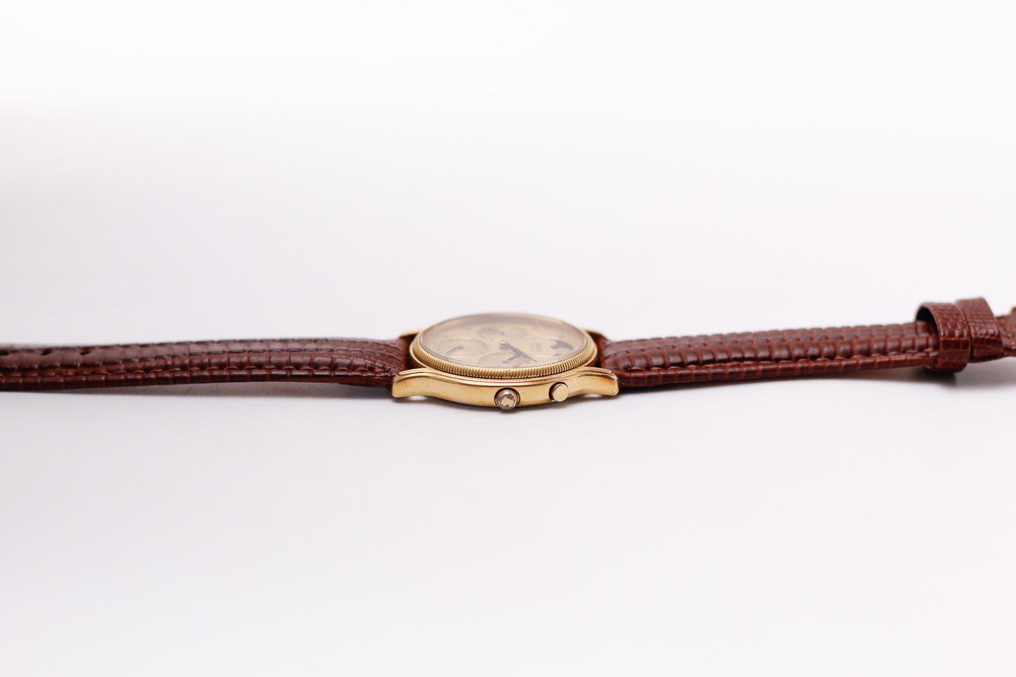 1987 Seiko Quartz Moon-Phase Golden Sunburst Dial Men's Wrist-Watch