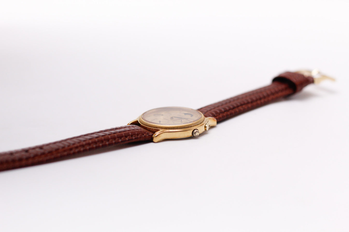 1987 Seiko Quartz Moon-Phase Golden Sunburst Dial Men's Wrist-Watch