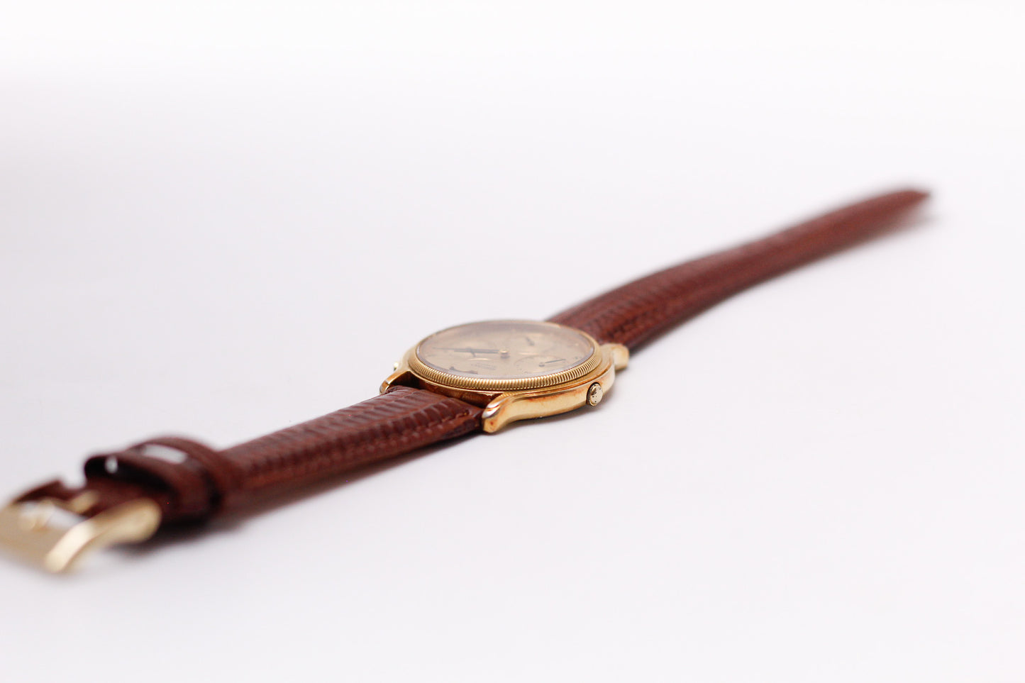 1987 Seiko Quartz Moon-Phase Golden Sunburst Dial Men's Wrist-Watch