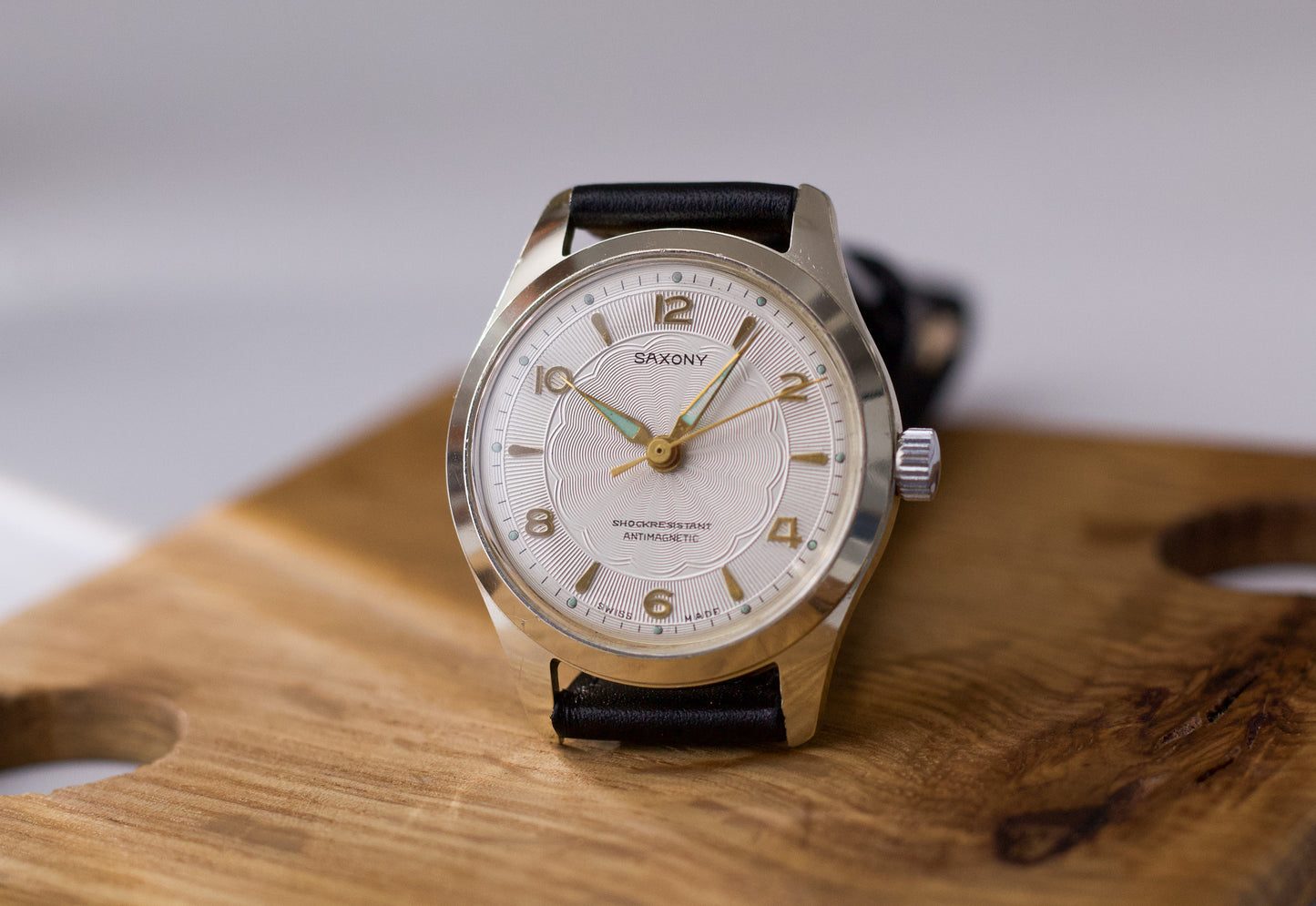 [Serviced] 1960s Saxony Mechanical Tri-Textured Dial Men's Wrist-Watch