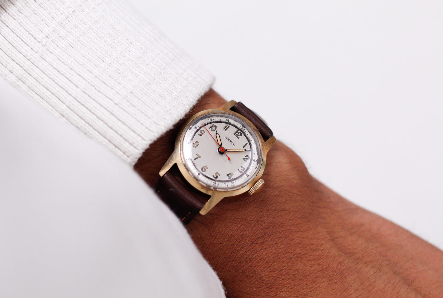 1950s Reyco 10K Solid Gold Military Style Dial Mechanical Men's Wrist-Watch