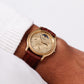 1987 Seiko Quartz Moon-Phase Golden Sunburst Dial Men's Wrist-Watch