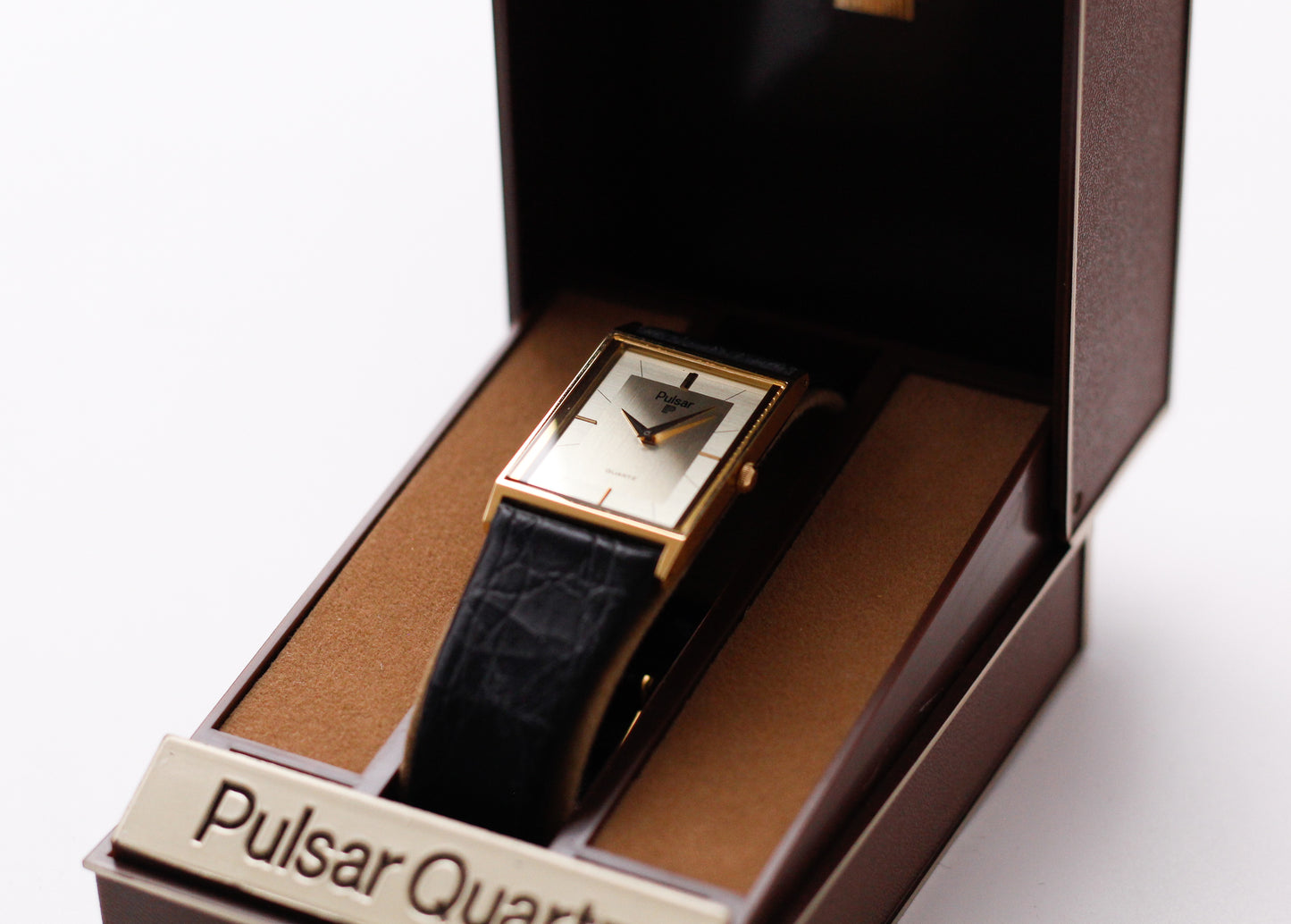 [New Mint] 1995 Pulsar Quartz Straight Grain Pale Dial Men's Wrist-Watch W/Box
